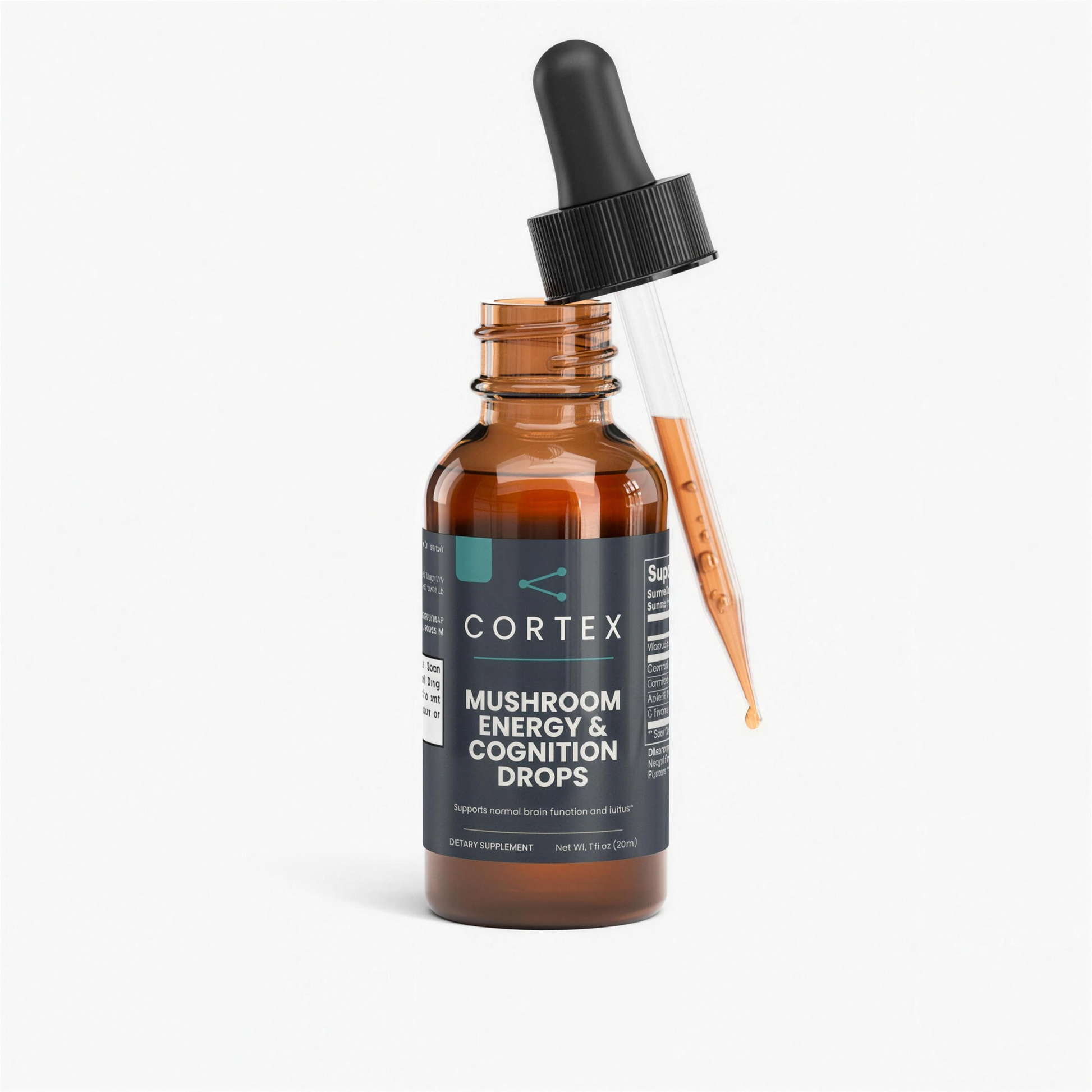 CORTEX Mushroom Energy & Cognition Drops, 30 ml dropper bottle, 30 servings (hero v1)