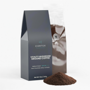 CORTEX Vitality Mushroom Coffee, 12 oz bag of medium-roast ground coffee with lion's mane and chaga - hero-v1