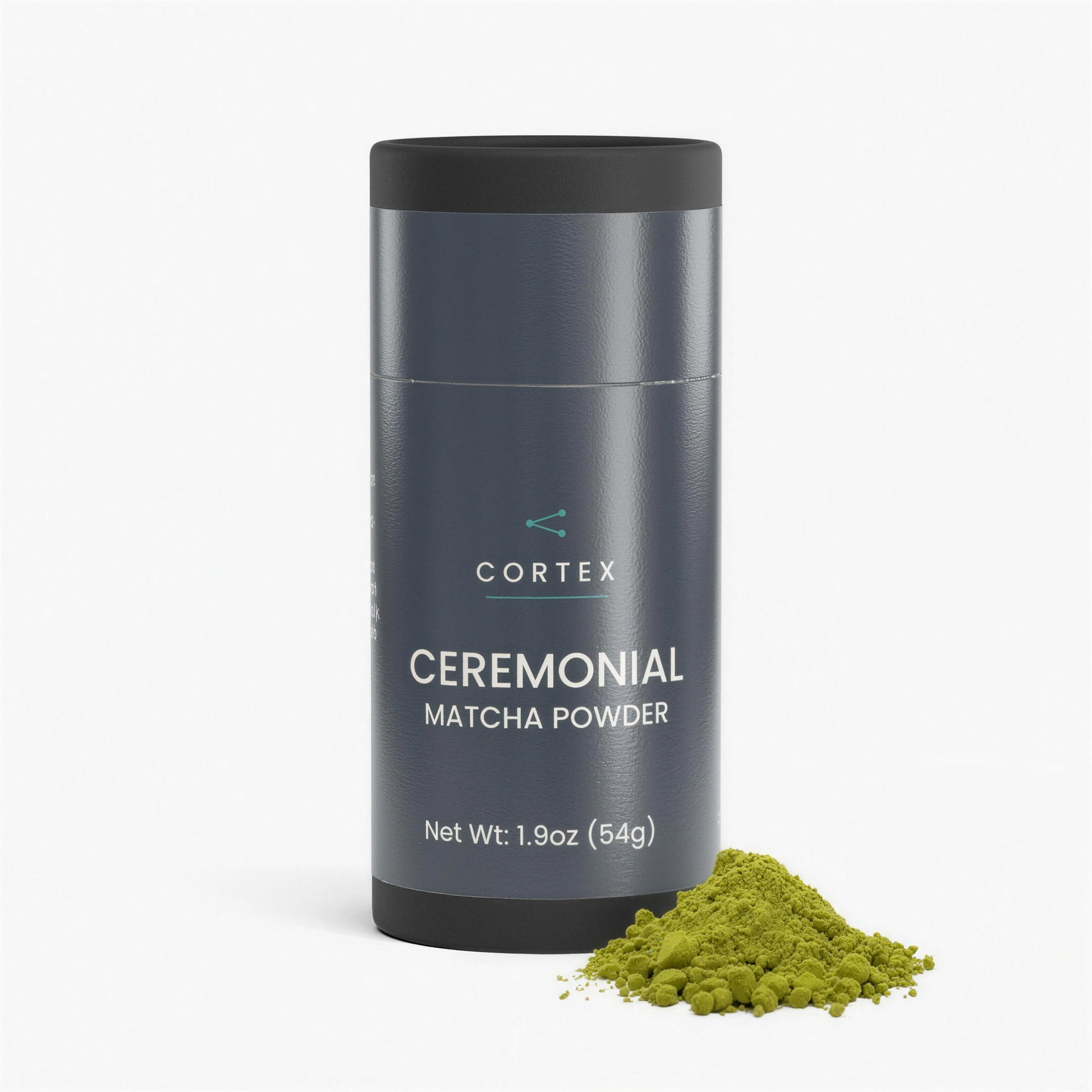 CORTEX Ceremonial Matcha Powder, 54 g Kyoto shade-grown stone-ground tin - hero v2, 4K upscale