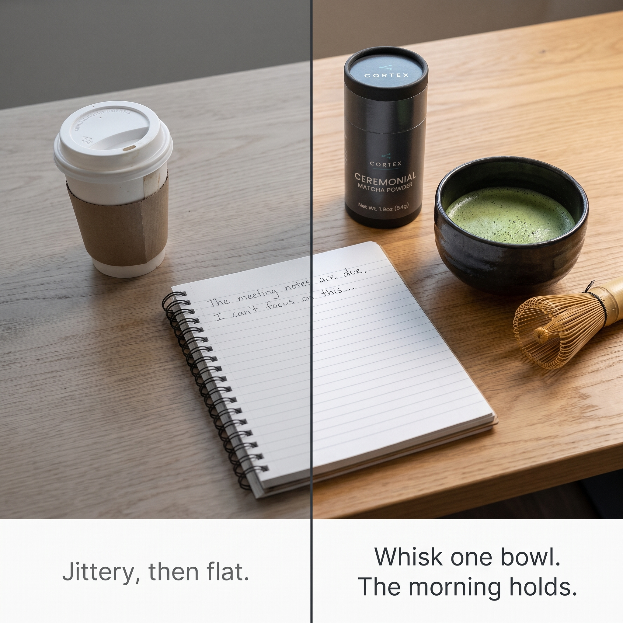 Whisk one bowl. The morning holds.