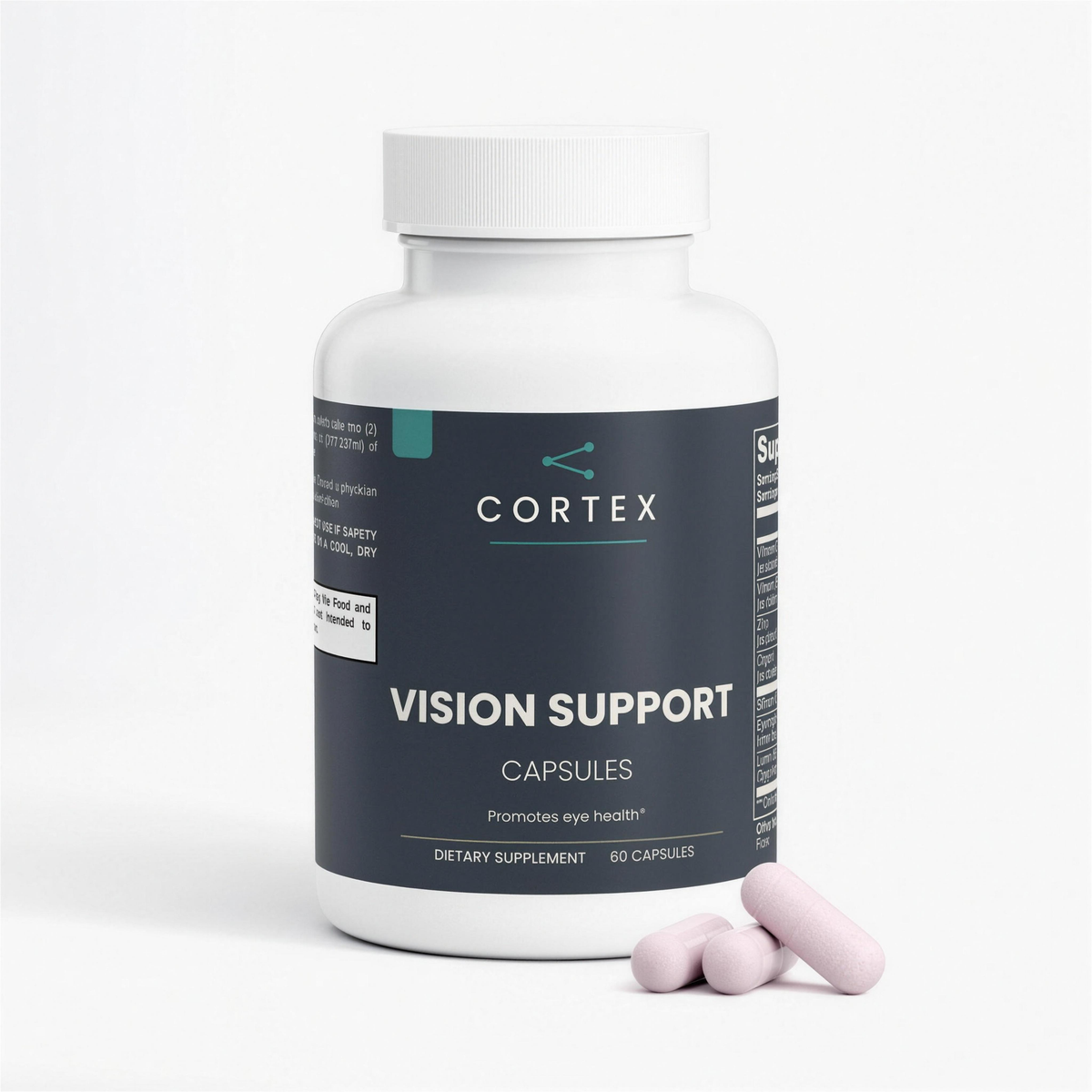CORTEX Vision Support, 60 capsules, front of bottle - hero v1 (4K upscale)