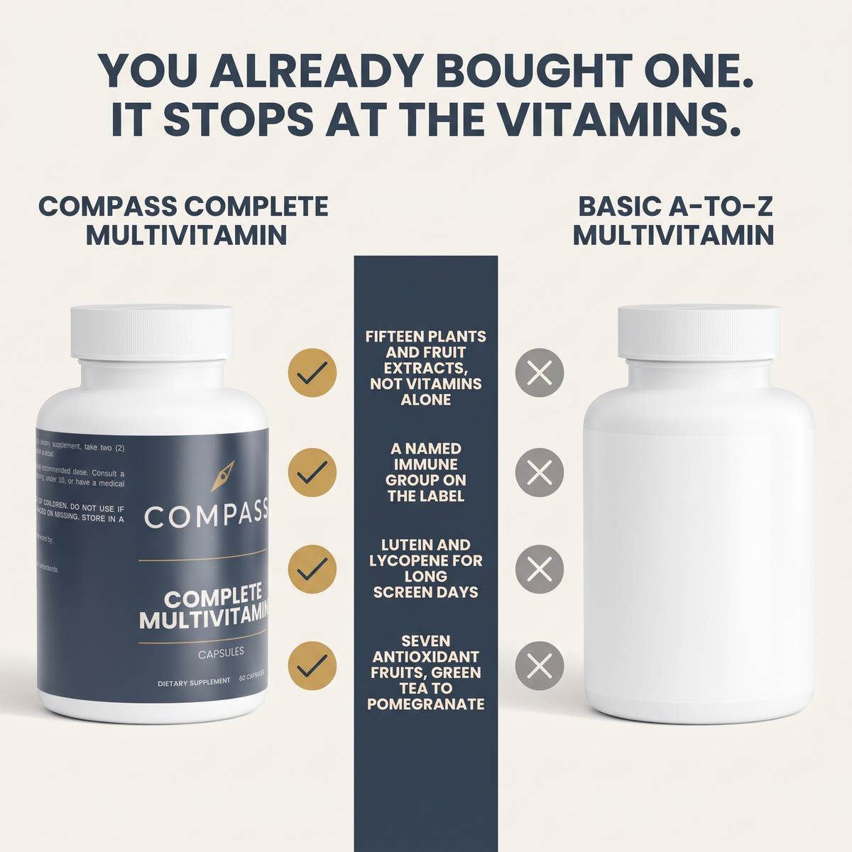 You already bought one. It stops at the vitamins - comparison v1