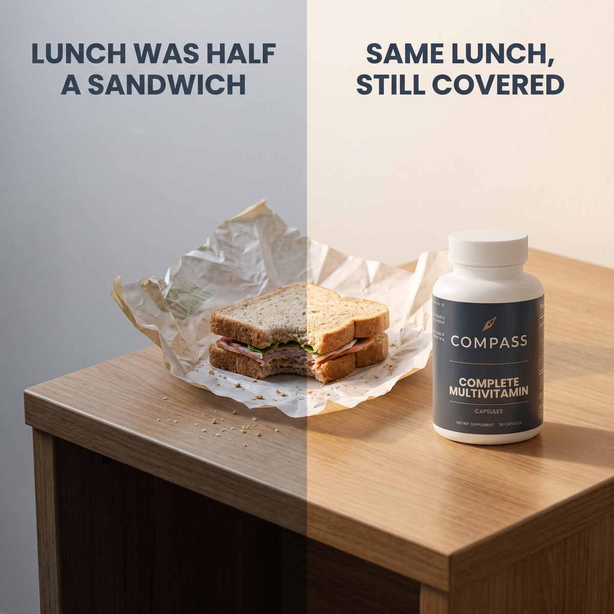 Lunch was half a sandwich. Same lunch, still covered - problem vs supported v1