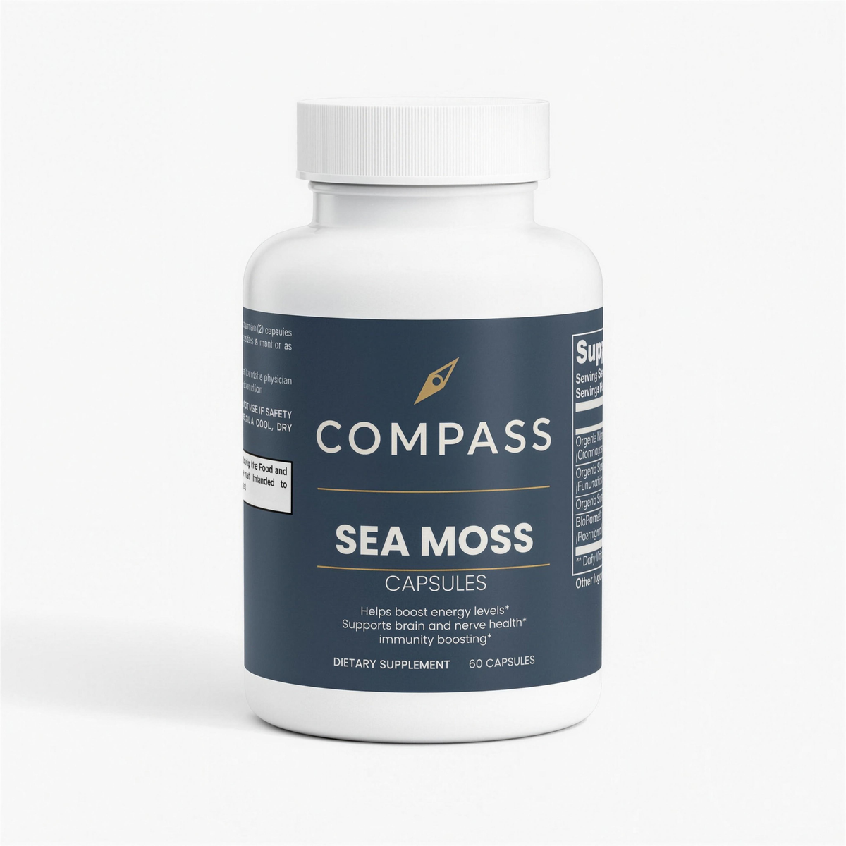 COMPASS Sea Moss Supplement, 3 organic seaweeds and roots, vegan capsules, 30 servings (compass-seamoss-hero-4k-v1)