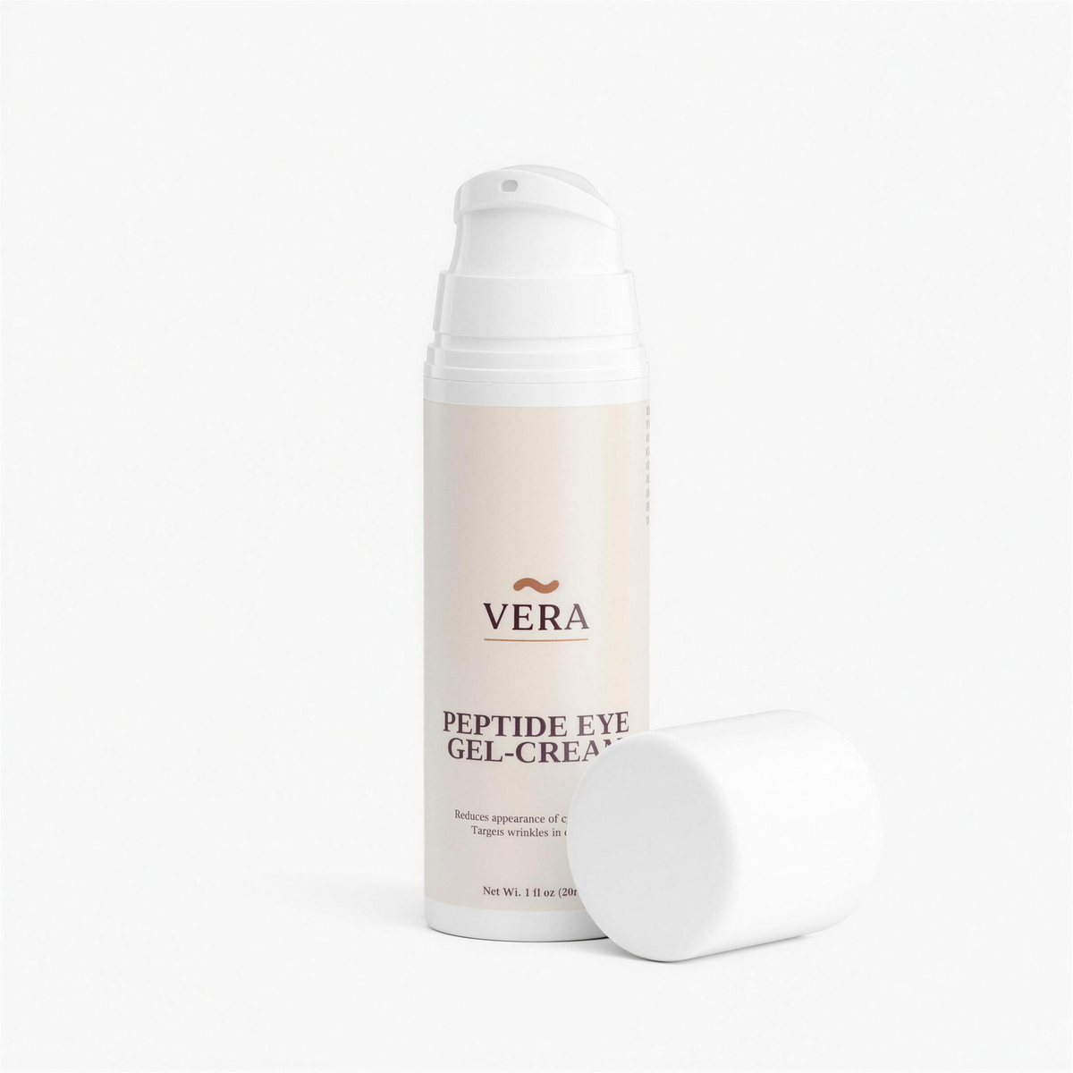 Vera Peptide Eye Gel-Cream 1 fl oz (30 ml) jar, front pack shot, hero v1 4K upscale