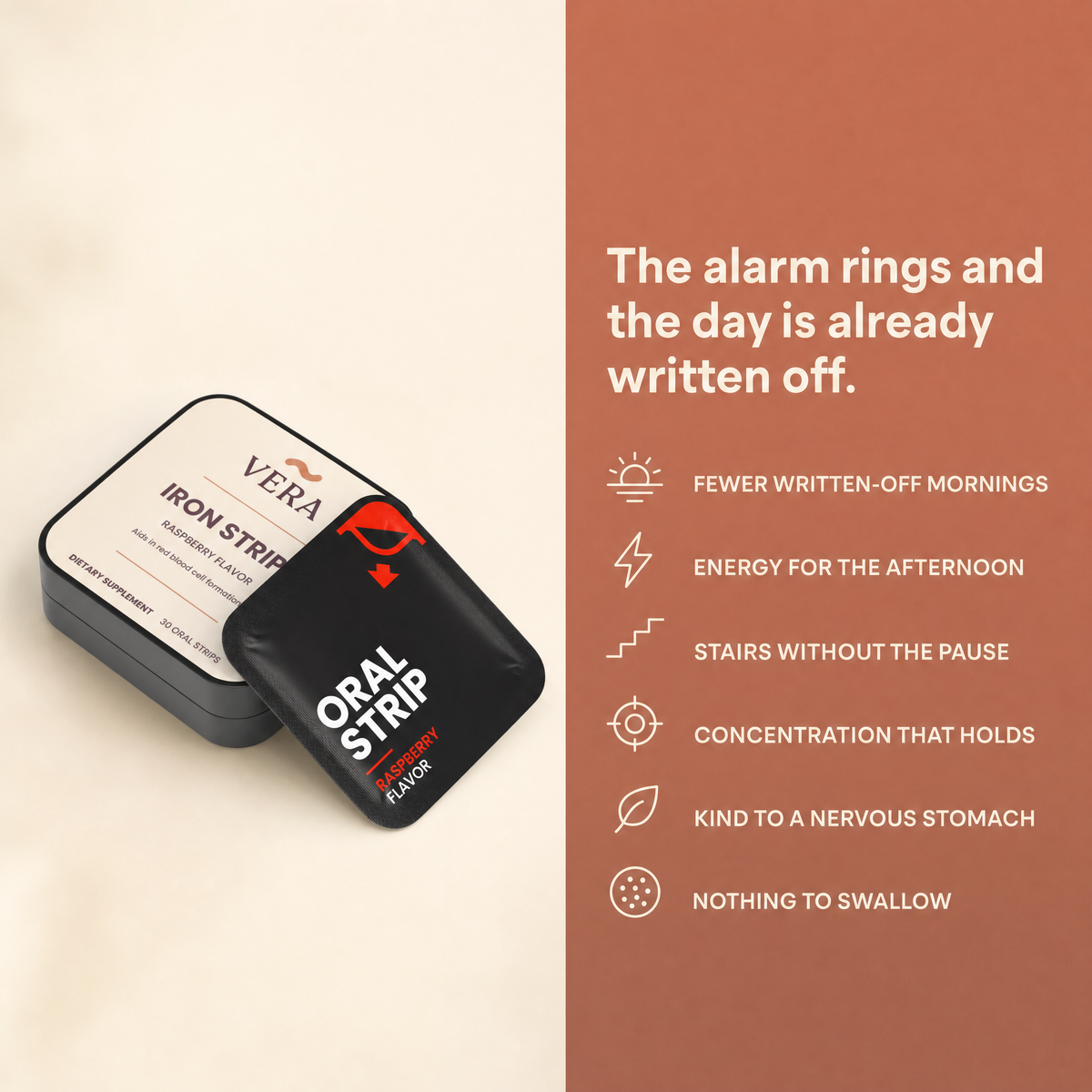 The alarm rings and the day is already written off - six benefits, v1
