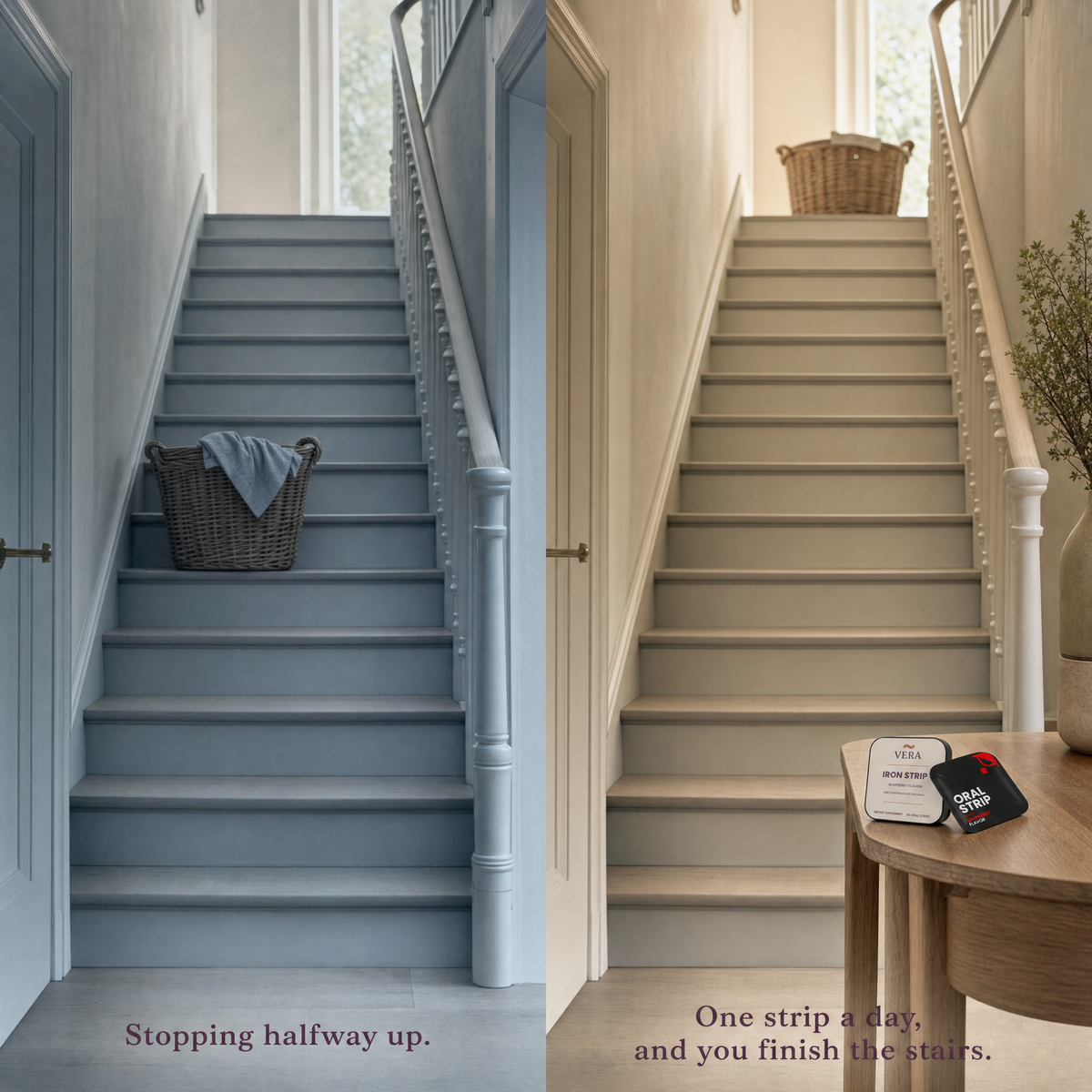 Stopping halfway up - one strip a day, and you finish the stairs, v1