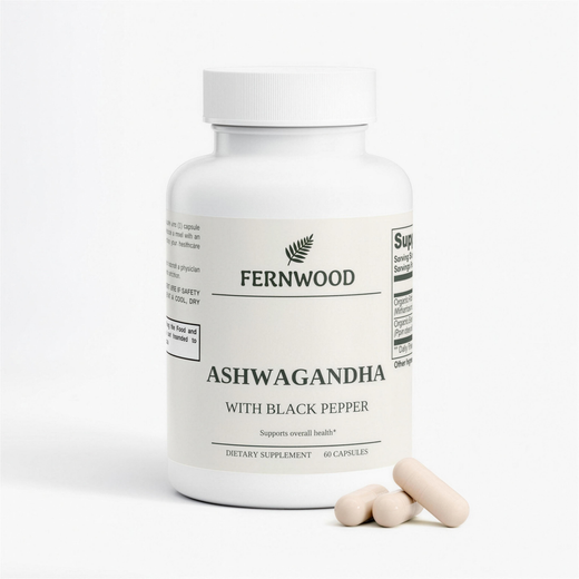 Ashwagandha Supplement 650mg Per Capsule - Root & Black Pepper Capsules - 60 Capsules, 30-Day Supply