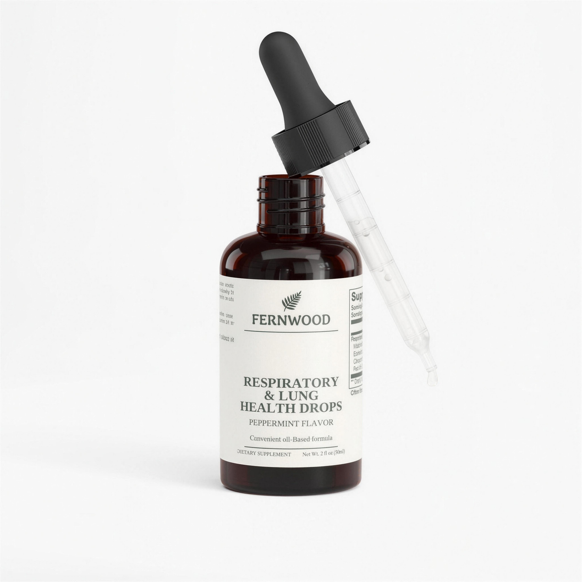 FERNWOOD Respiratory & Lung Health Drops, 2 fl oz amber dropper bottle, 400 mg oil blend per serving — hero v1