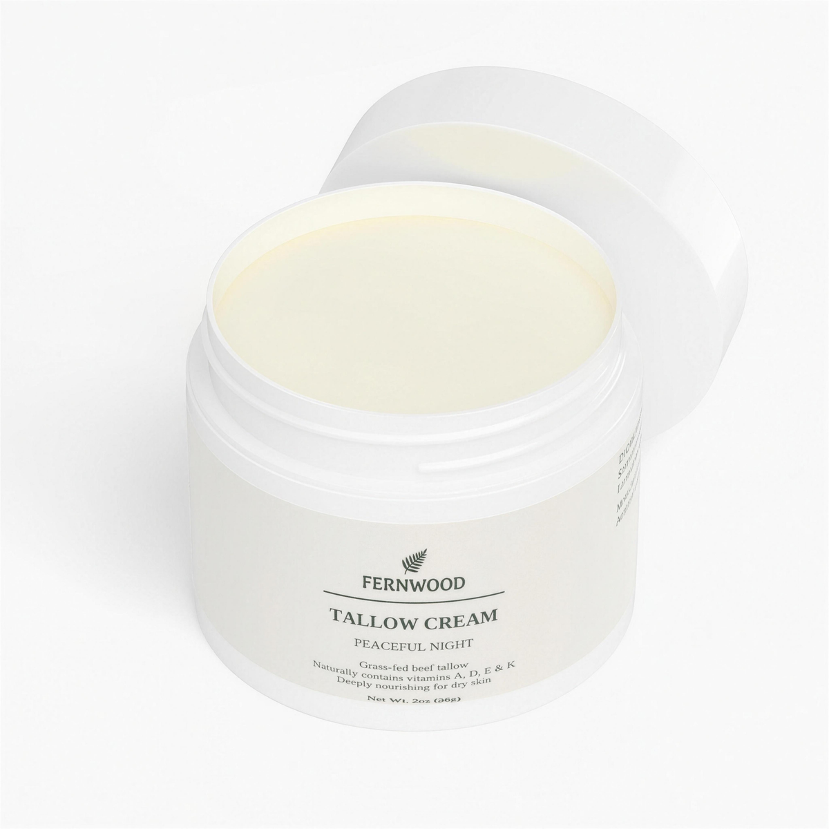 Fernwood Tallow Cream Peaceful Night, 2 oz beef tallow body cream jar - hero v1 (4K)