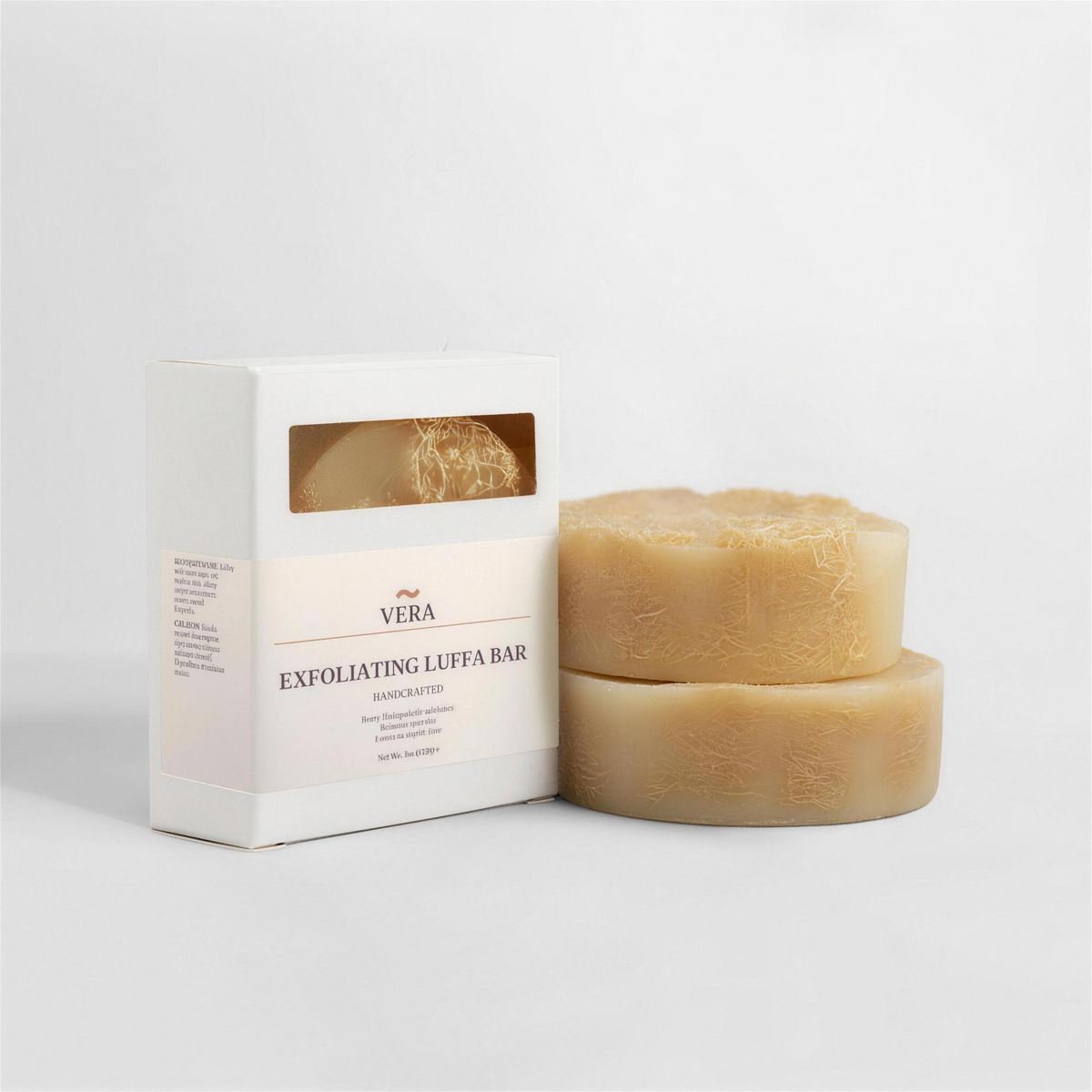 VERA Exfoliating Luffa Bar, 4 oz (113 g) soap bar with built-in luffa, tea tree and grapefruit (hero, 4K, v1)