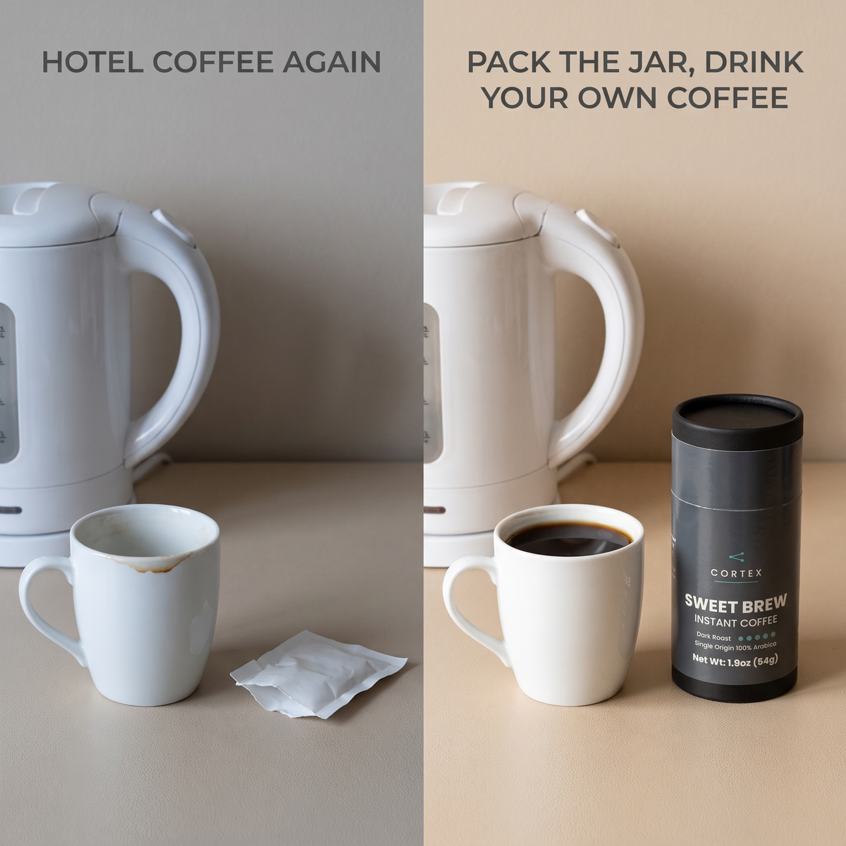 Hotel coffee again, or pack the jar and drink your own coffee - CORTEX Sweet Brew v1
