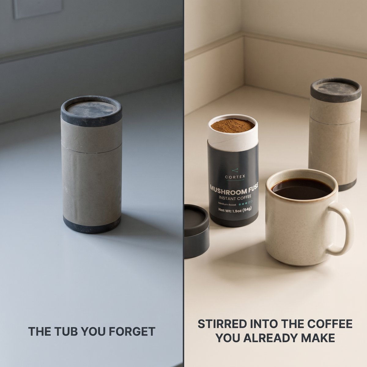 The tub you forget, stirred into the coffee you already make (v1)