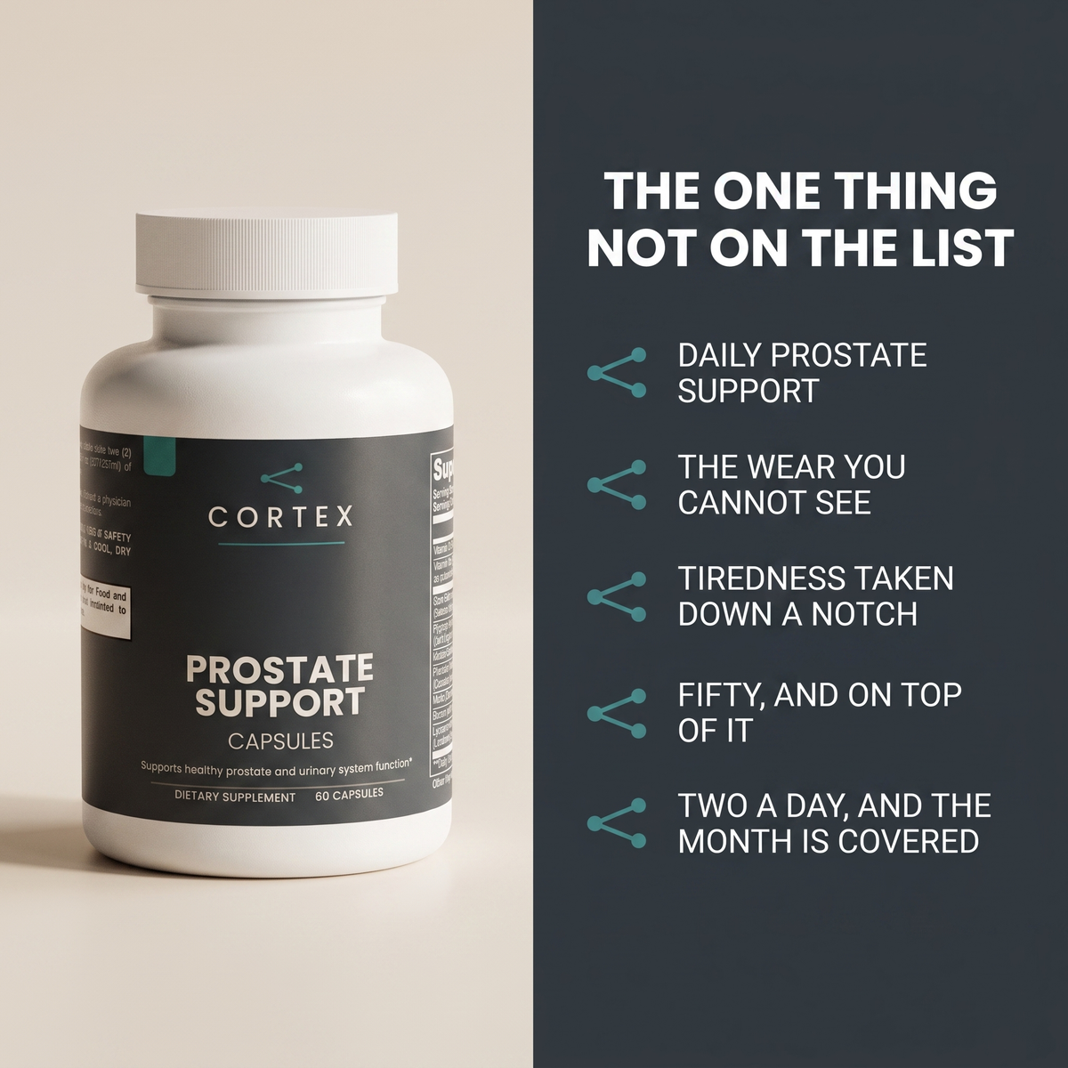 The one thing not on the list — CORTEX Prostate Support benefits panel (v1)