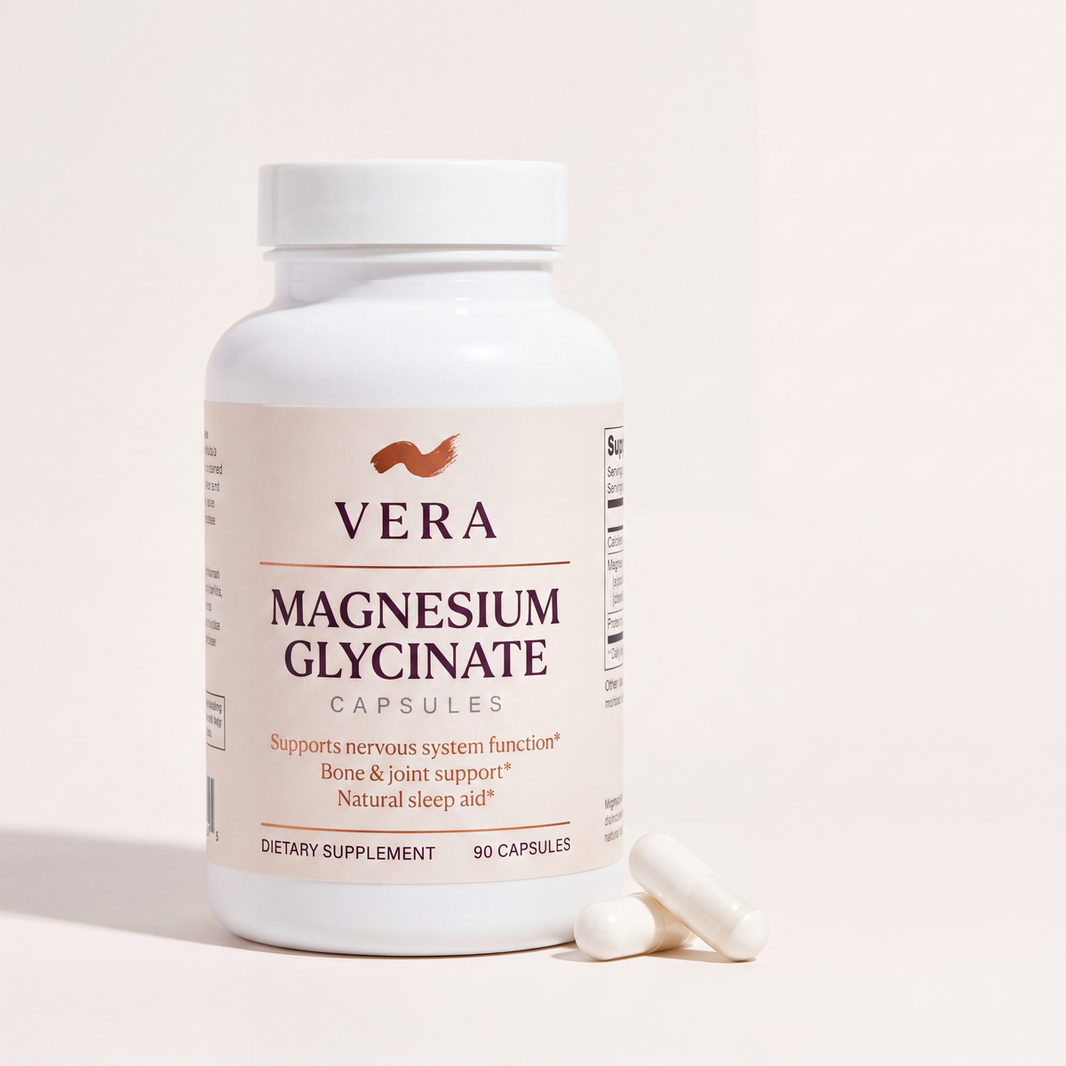 VERA Magnesium Glycinate 275mg, 90 bisglycinate capsules, 30 servings - hero v2