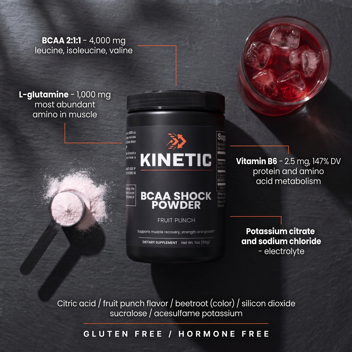 Read the whole KINETIC BCAA Shock Powder label in ten seconds (v2)