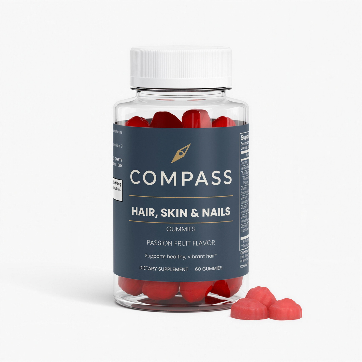 COMPASS Hair, Skin & Nails Gummies, passion fruit flavor, 60 gummies (hero-4k-v1)