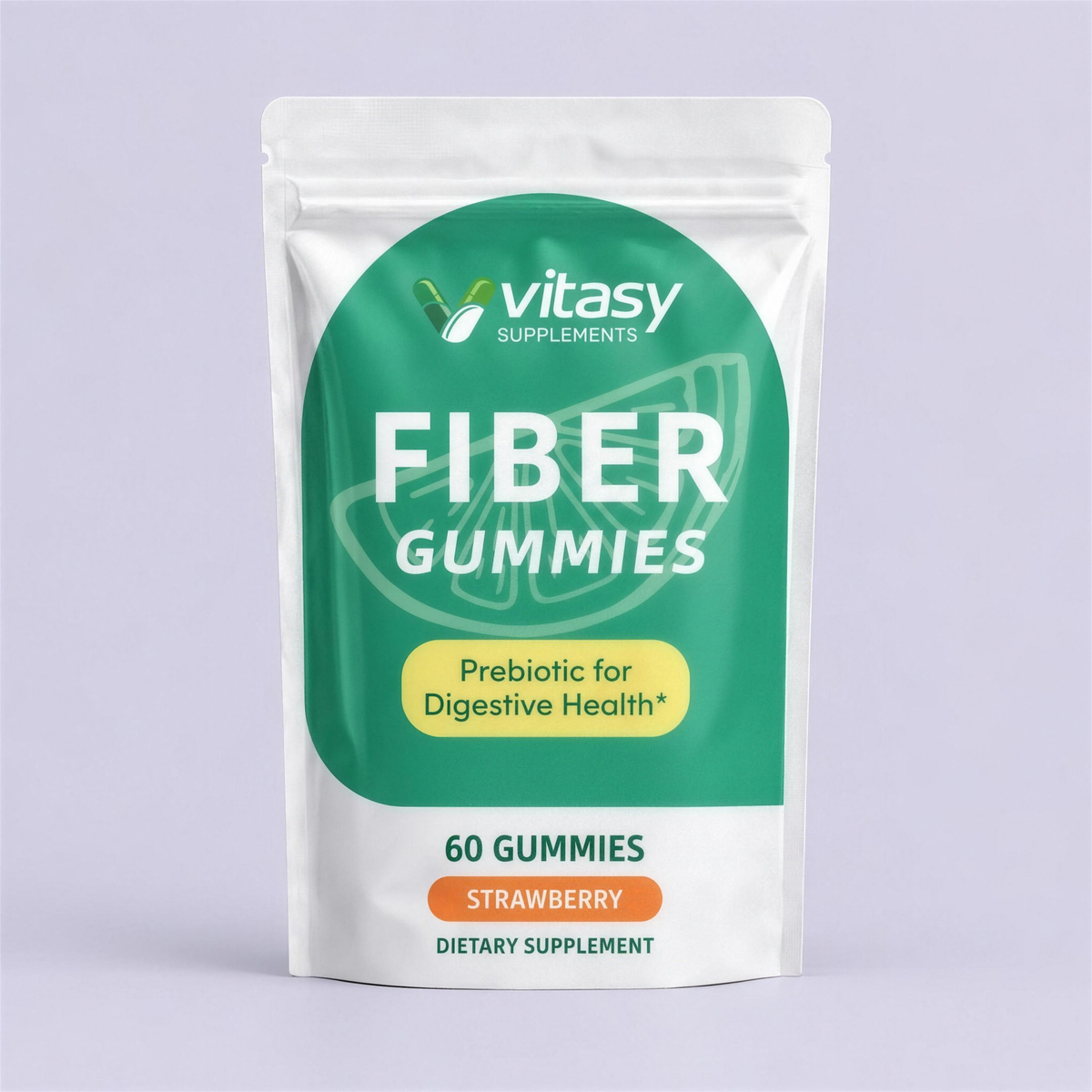 Vitasy Fiber Gummies strawberry pouch, 60 gummies