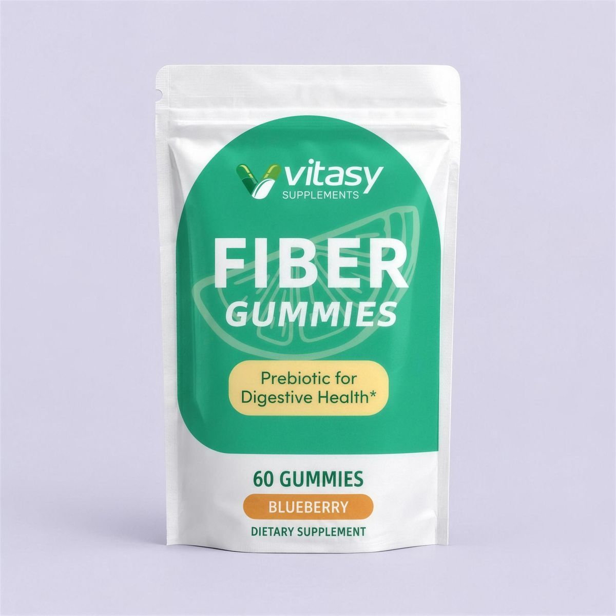 Vitasy Fiber Gummies blueberry pouch, 60 gummies
