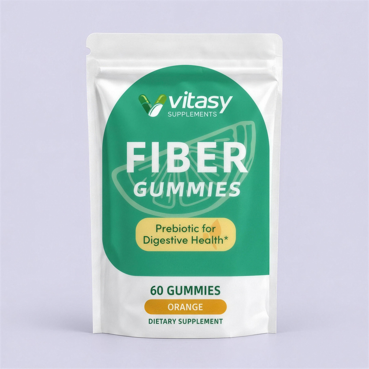Vitasy Fiber Gummies orange pouch, 60 gummies