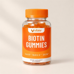 Vitasy Biotin Gummies orange bottle, 60 gummies