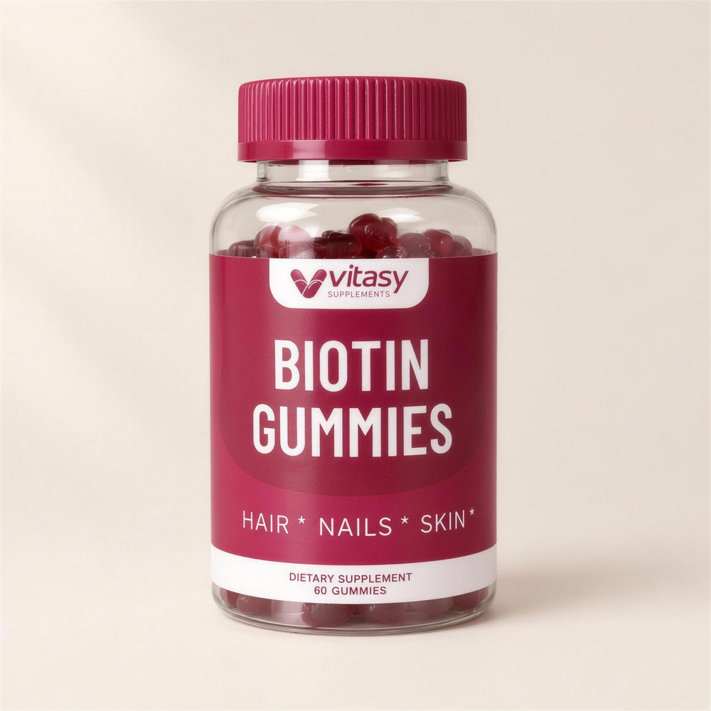 Vitasy Biotin Gummies cherry bottle, 60 gummies