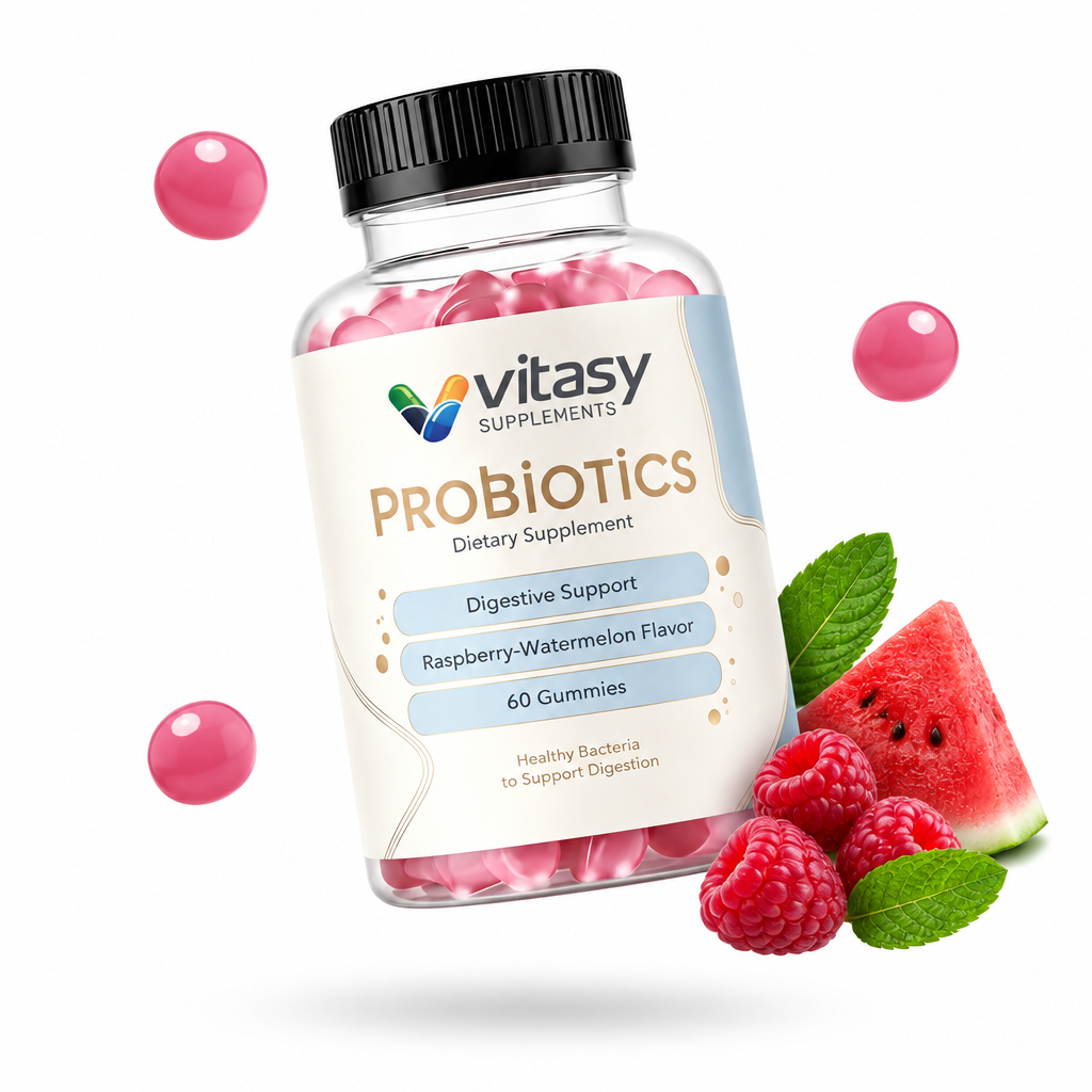 Probiotic Gummies for Digestive Comfort and Less Bloating - 2 Gummies Per Serving - 30 Servings, Raspberry-Watermelon