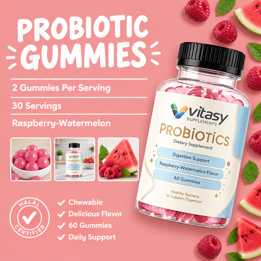 Probiotic Gummies - 2 per serving, 30 servings, Raspberry-Watermelon