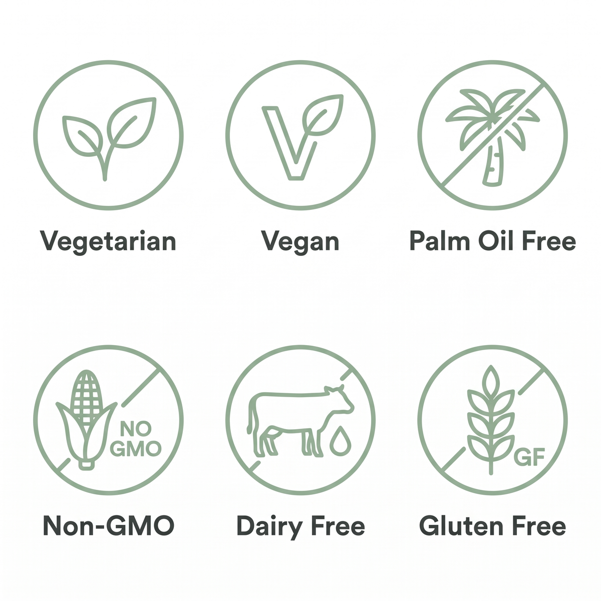 Vitamin C Gummies - Dietary icon grid (Vegan, Vegetarian, etc.)
