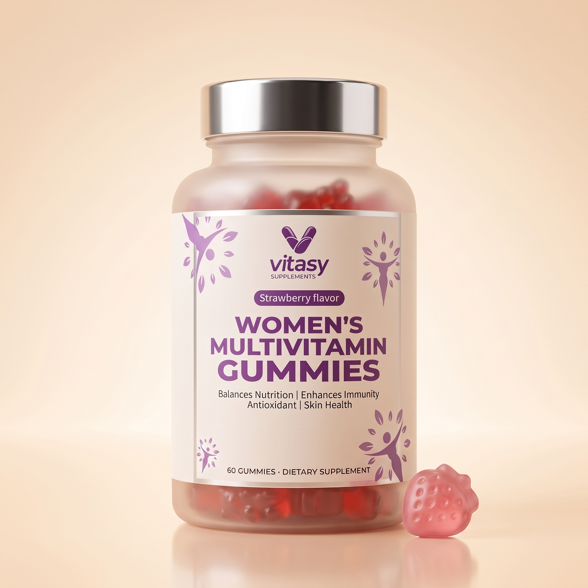 Women's Multivitamin Gummies Strawberry flavor (matte black luxury edition)