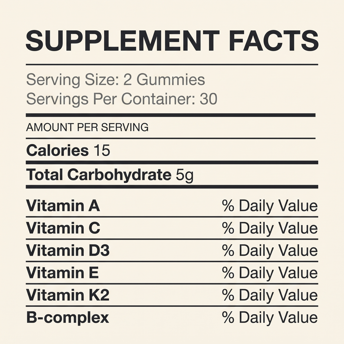 Women's Multivitamin Gummies - Supplement Facts