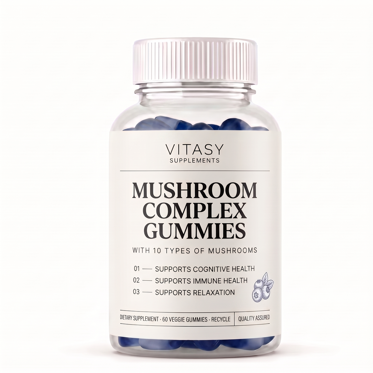 Mushroom Gummies for Sharper Focus and Memory - Fruiting Body Extracts, Never Mycelium - 250mg 10:1 Blend Per Serving
