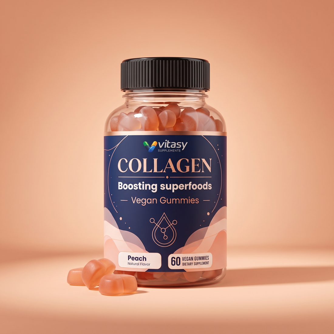 Collagen Gummies with Vitamin C for Normal Collagen Formation - Hydrolyzed Collagen & Biotin - 60 Gummies, 30 Servings