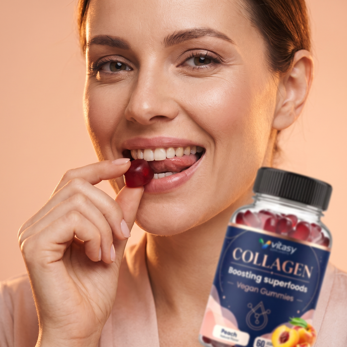 Collagen Gummies Peach - In use