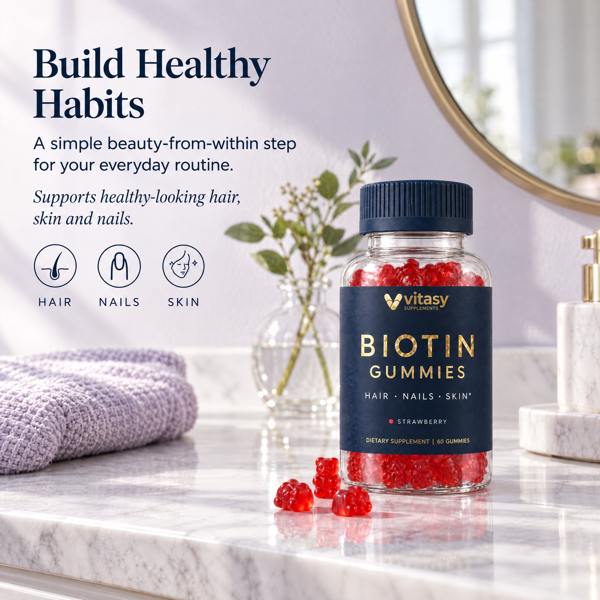 Build healthy habits: a simple beauty-from-within step for your everyday routine, supports healthy-looking hair, skin and nails