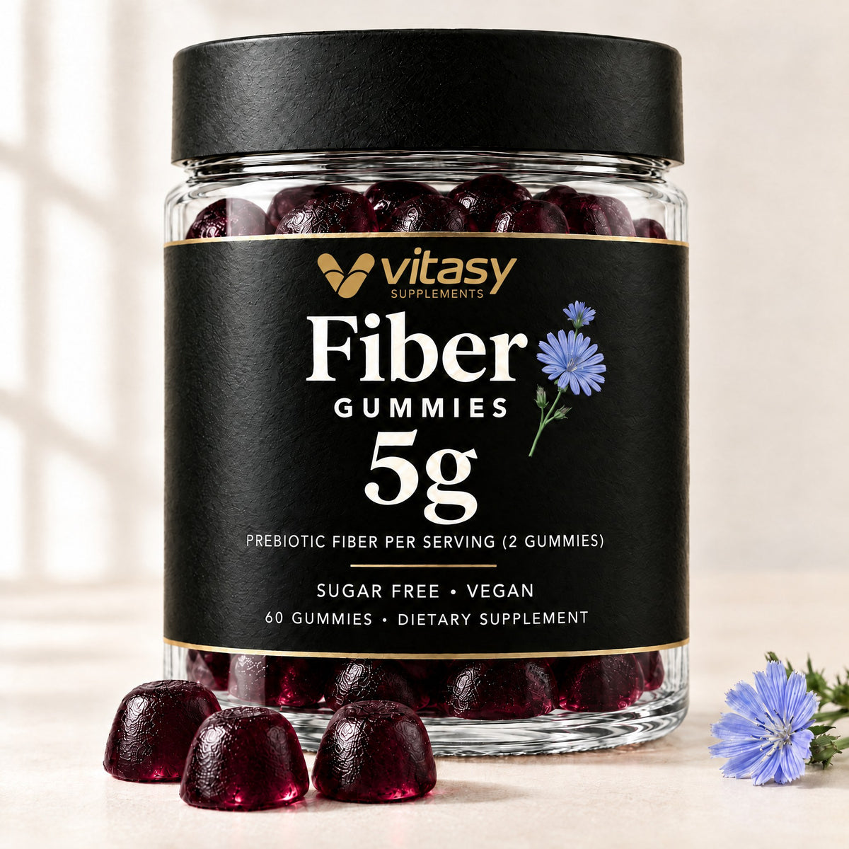 Vitasy Fiber Gummies jar, Cherry flavor