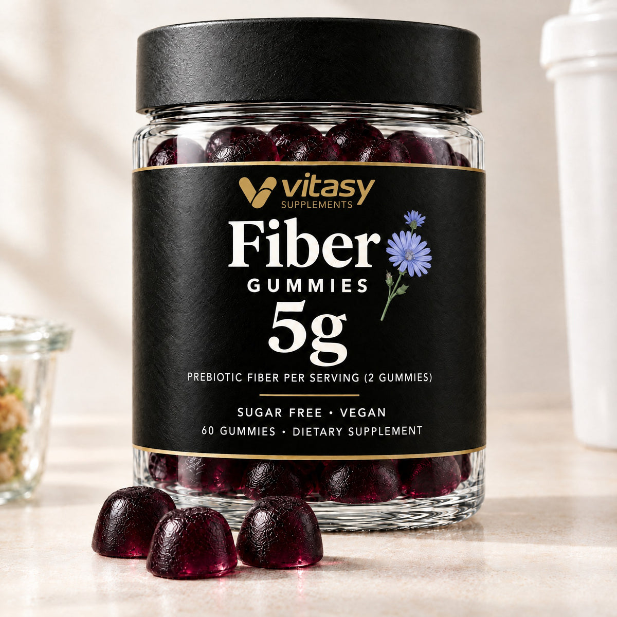 Vitasy Fiber Gummies jar, Cherry flavor