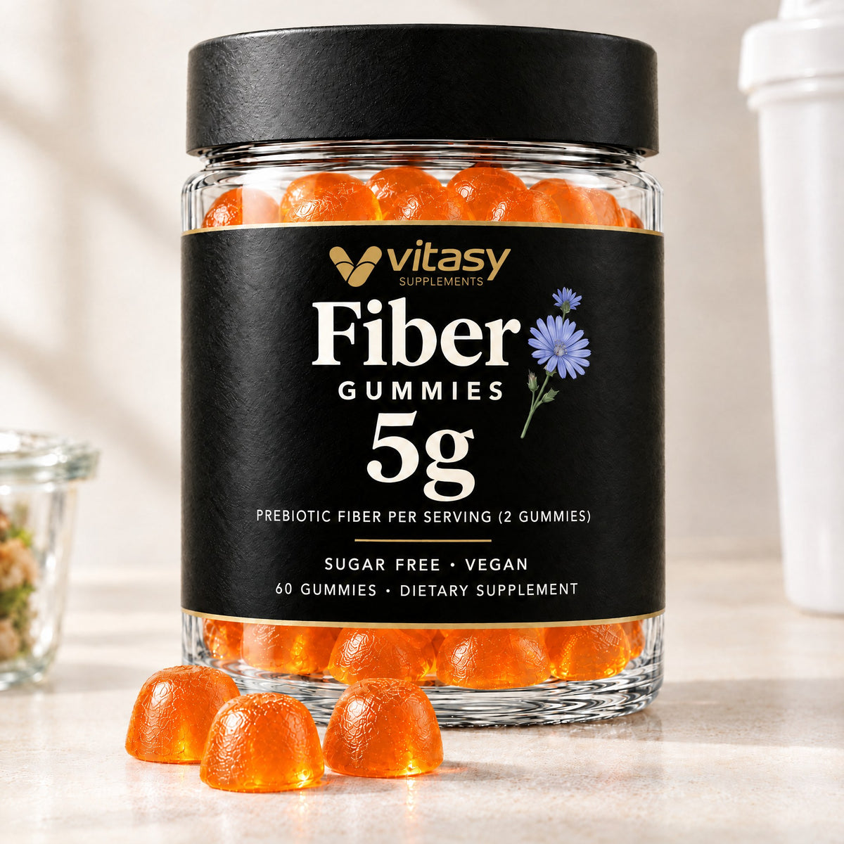 Vitasy Fiber Gummies jar, Orange flavor