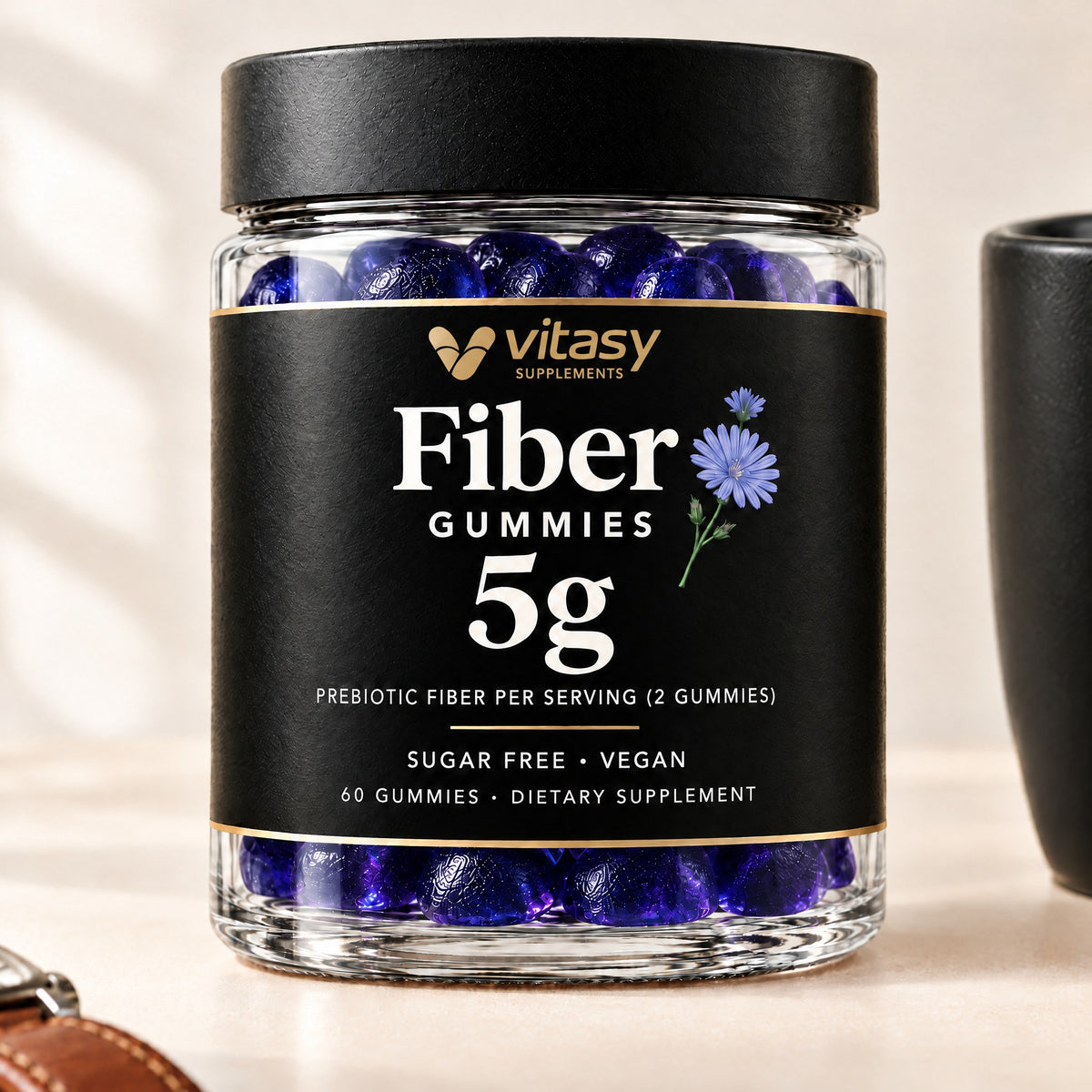 Vitasy Fiber Gummies jar, Blueberry flavor