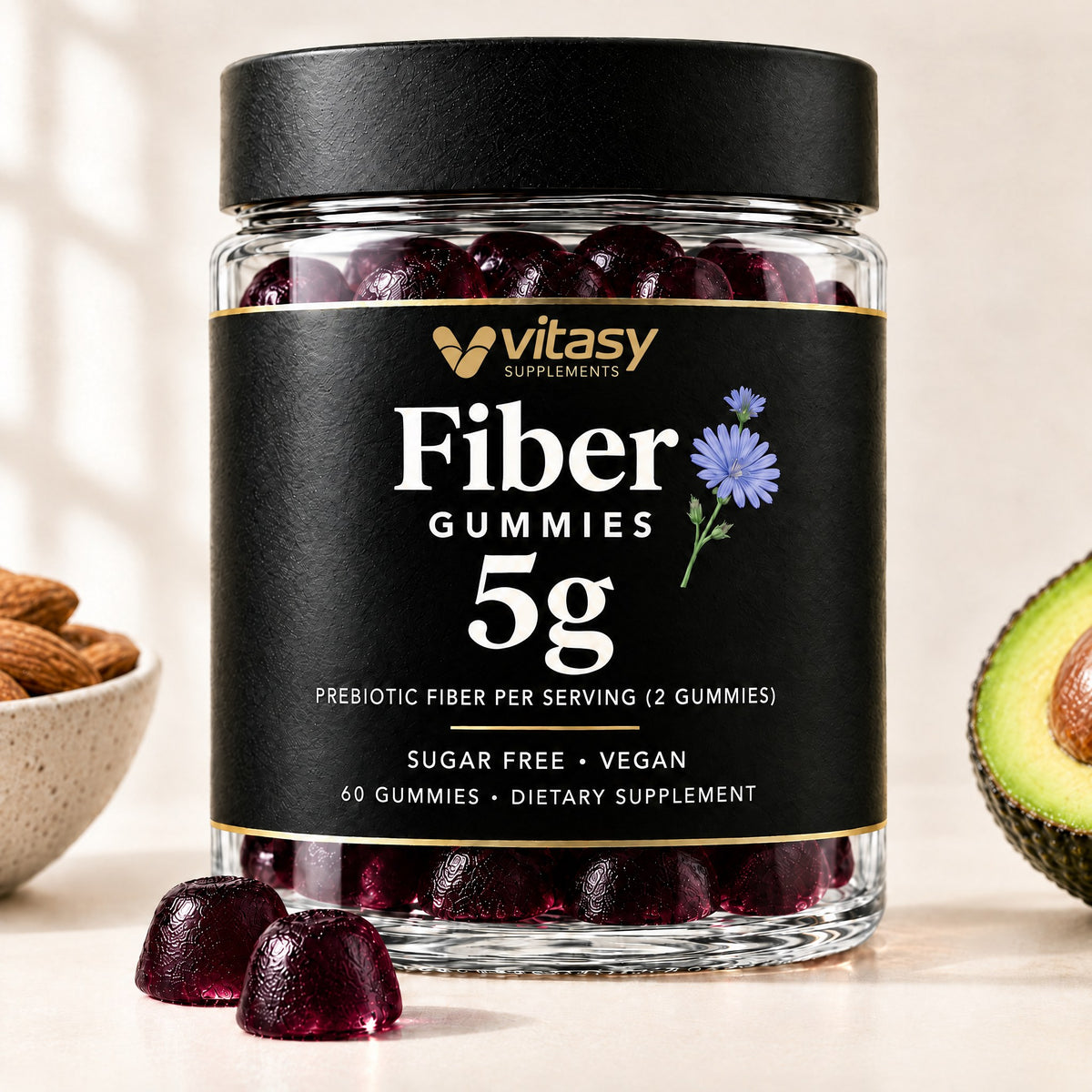 Vitasy Fiber Gummies jar, Cherry flavor