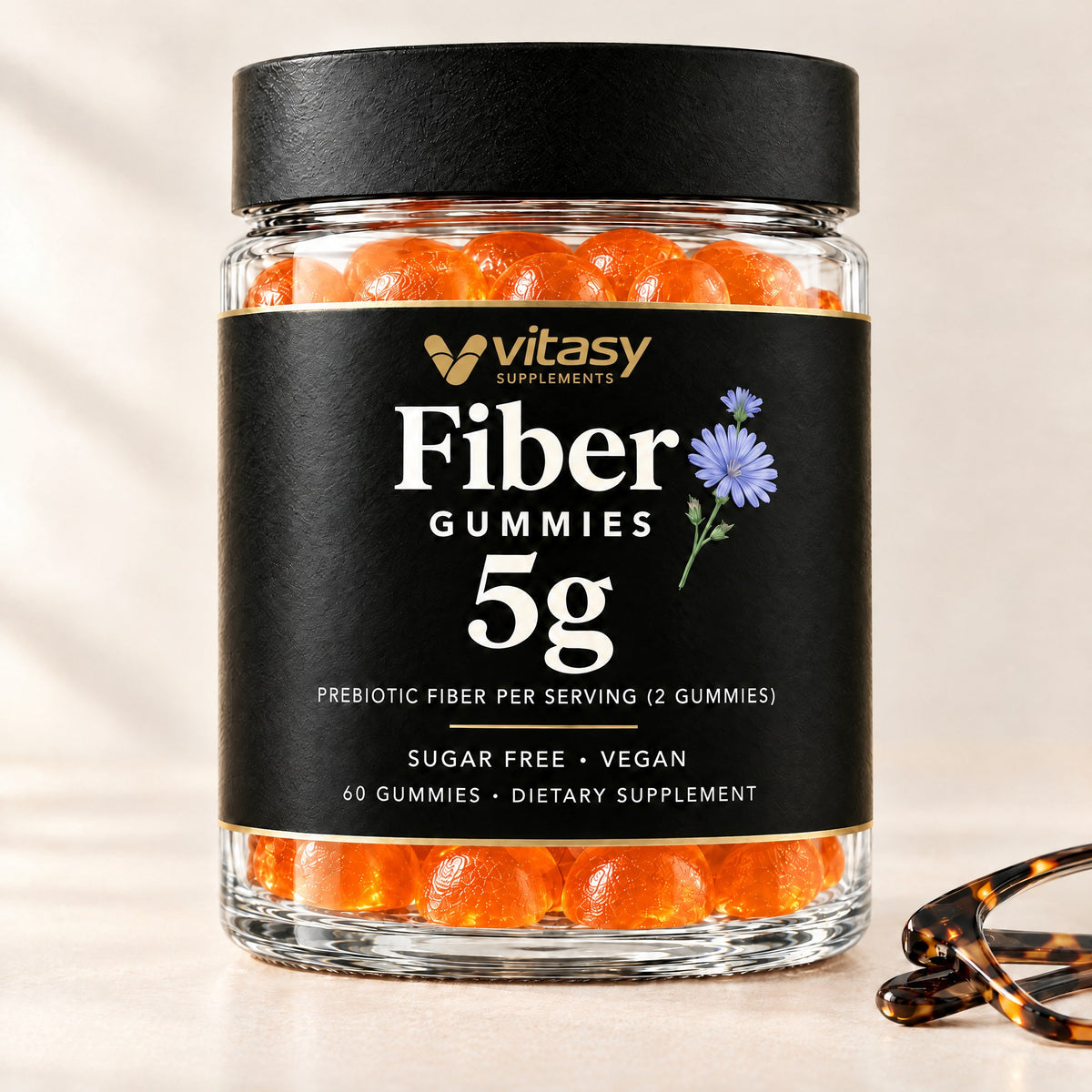 Vitasy Fiber Gummies jar, Orange flavor