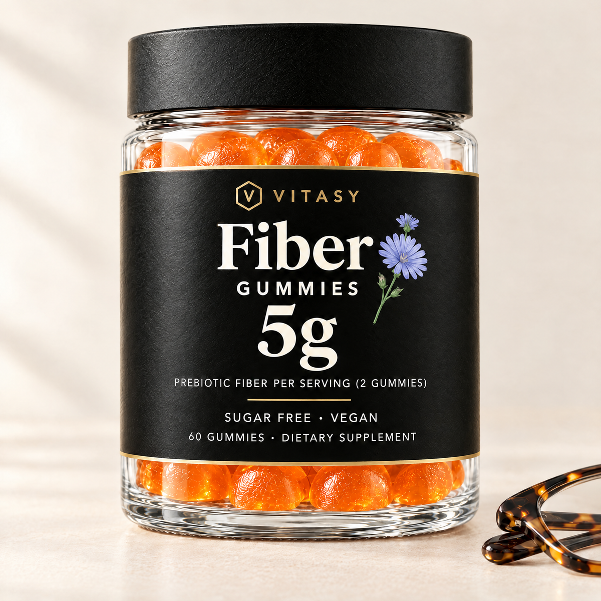 Vitasy Fiber Gummies jar, Orange flavor