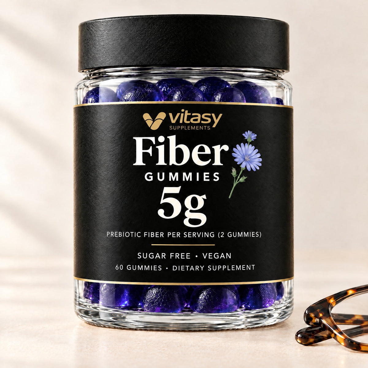 Vitasy Fiber Gummies jar, Blueberry flavor