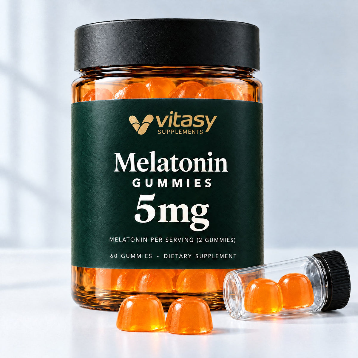 Vitasy Melatonin Gummies jar, Orange flavor
