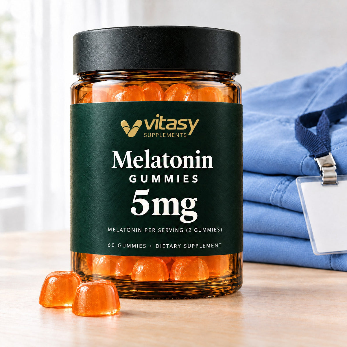 Vitasy Melatonin Gummies jar, Orange flavor
