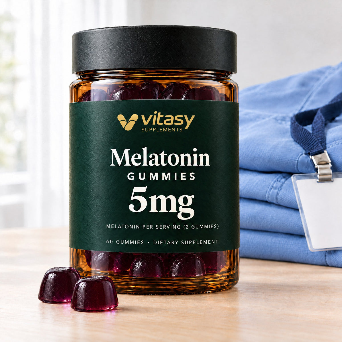 Vitasy Melatonin Gummies jar, Cherry flavor