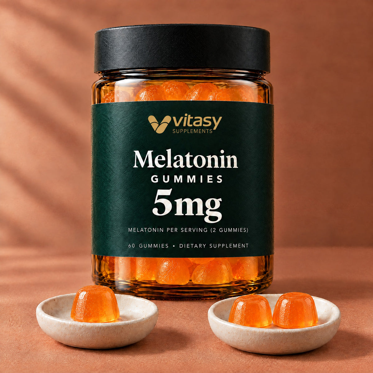 Vitasy Melatonin Gummies jar, Orange flavor