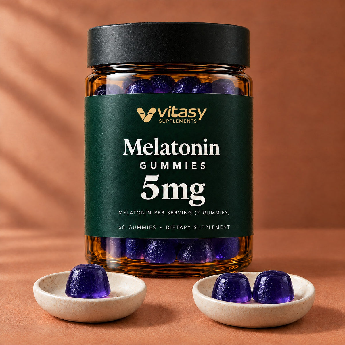 Vitasy Melatonin Gummies jar, Blueberry flavor