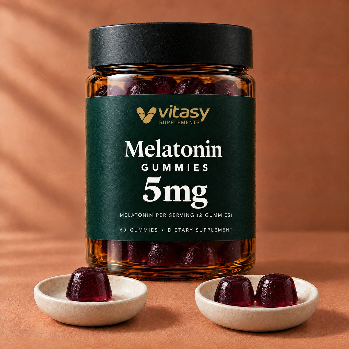 Vitasy Melatonin Gummies jar, Cherry flavor