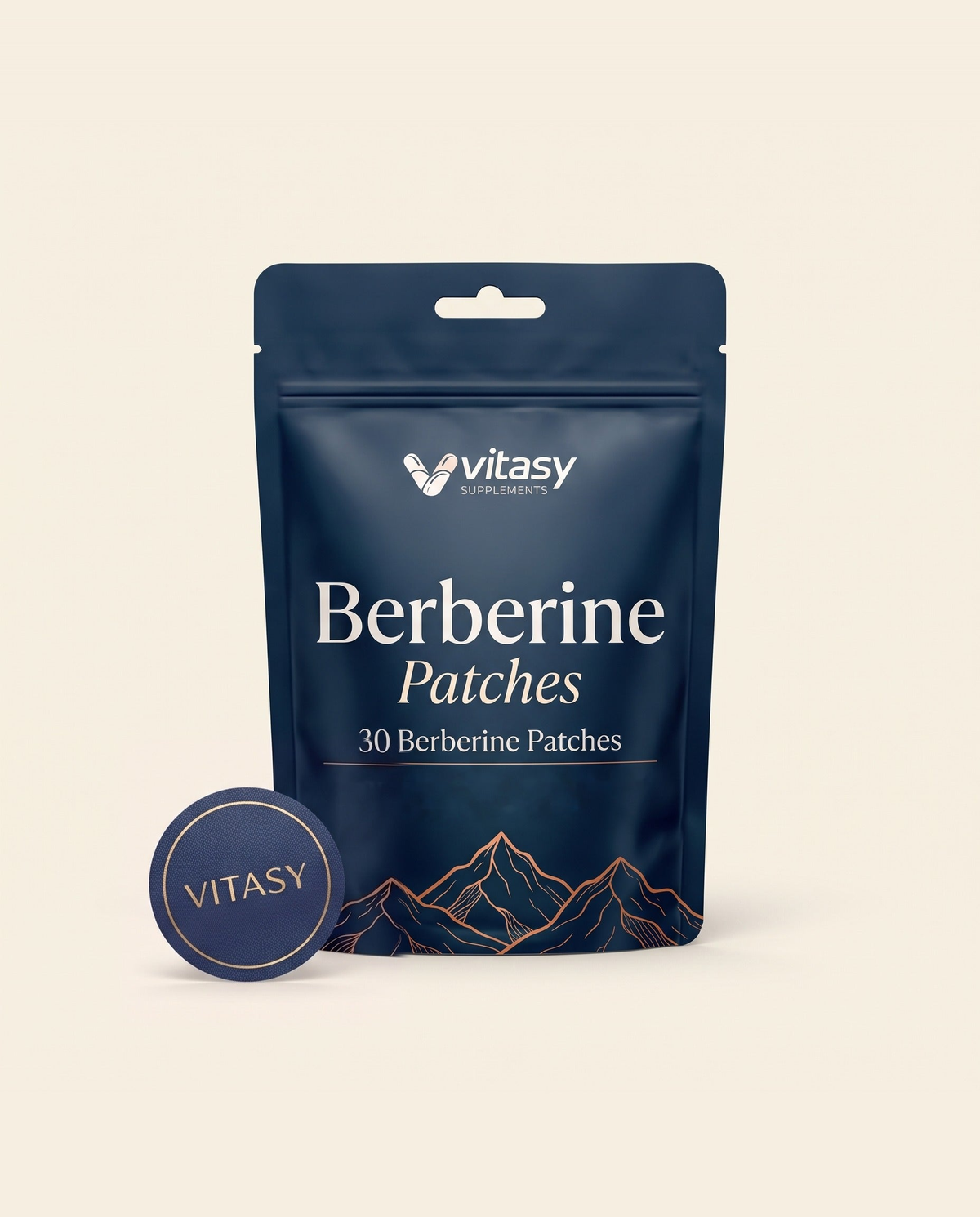 Vitasy Berberine Patches pouch with one patch, 30 patches